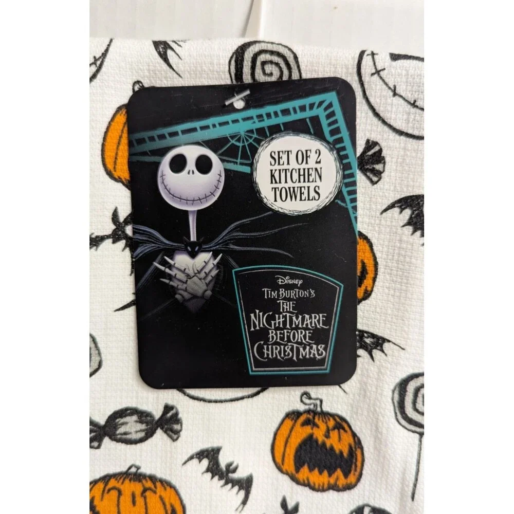 Nightmare Before Christmas Halloween Kitchen Towels Skellington 2pc Cotton NEW